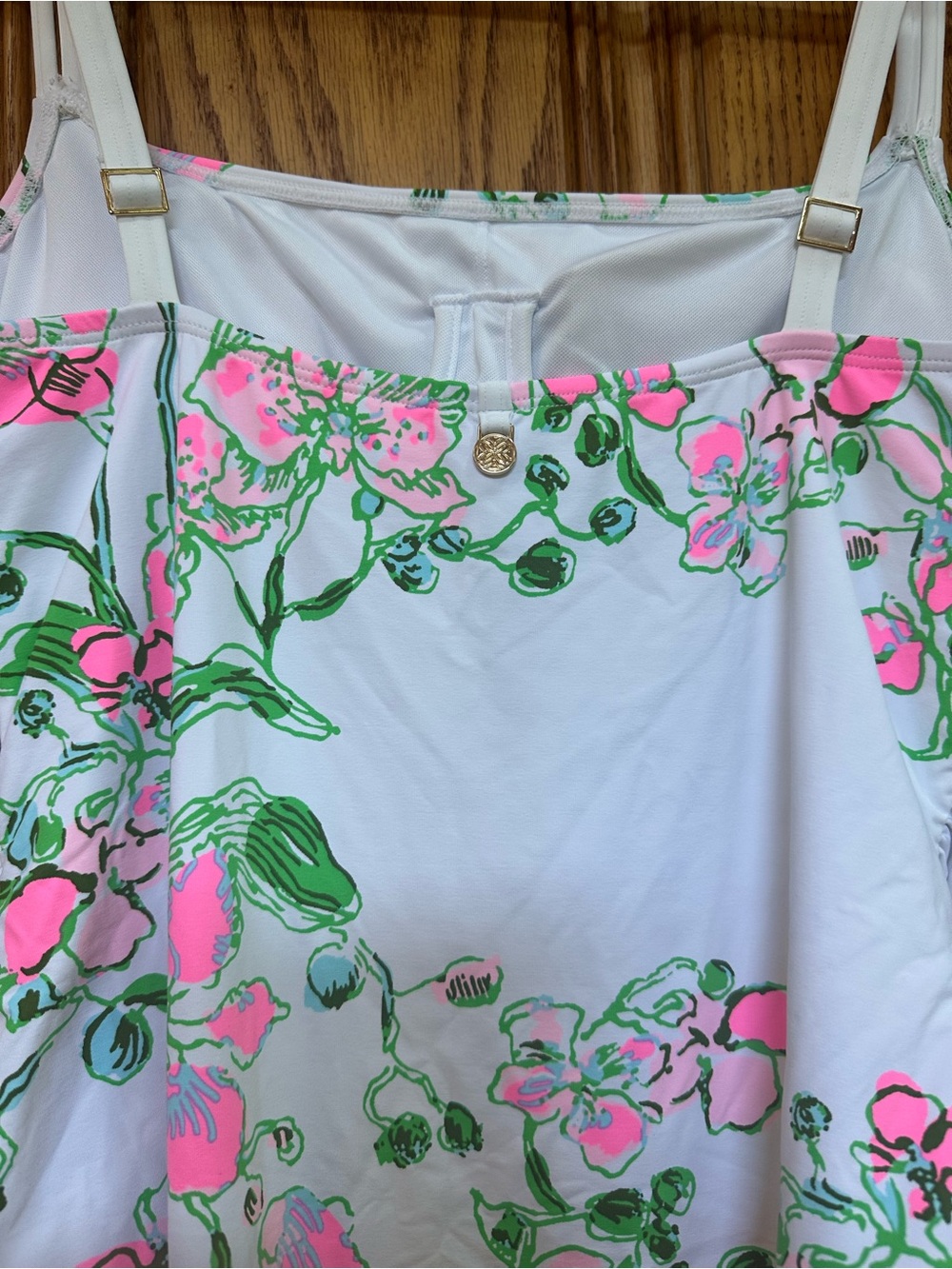 Lilly Pulitzer Napili One-Piece Swimsuit White Floral Pink Green Size 14 EUC - Picture 6 of 11
